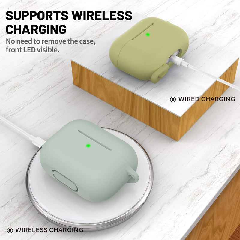 ATUAT for AirPods Pro 1st/2nd Generation Case Cover, Protective Silicone Skin Accessories with Keychain for Women Men for Apple AirPods Pro 2019/2022 Charging Case,Front LED Visible-Fog - Image 3